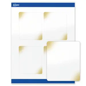 Avery Printable Rectangle Labels, 4" x 3-1/3", Glossy White, Pre-printed Gold Blush Design, Sure Feed Technology, Laser & Inkjet Compatible, 80 Total, Great for Branding, Marketing, and Events