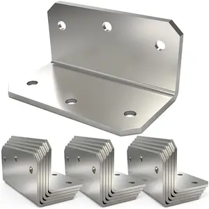 L Bracket Corner Brace(15PCS), 4 Inch Galvanized Medium L Angle Iron, Joint Fastener Brackets,90 Degree Angle Corner Bracket for Wood Furniture Frame Fence