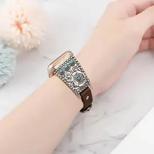 Vintage Turquoise Decor Watch Band, Fashionable Watch Strap for Women & Men, Trendy All-match & Exquisite Watch Strap for Birthday Gift summerwins,summerwins