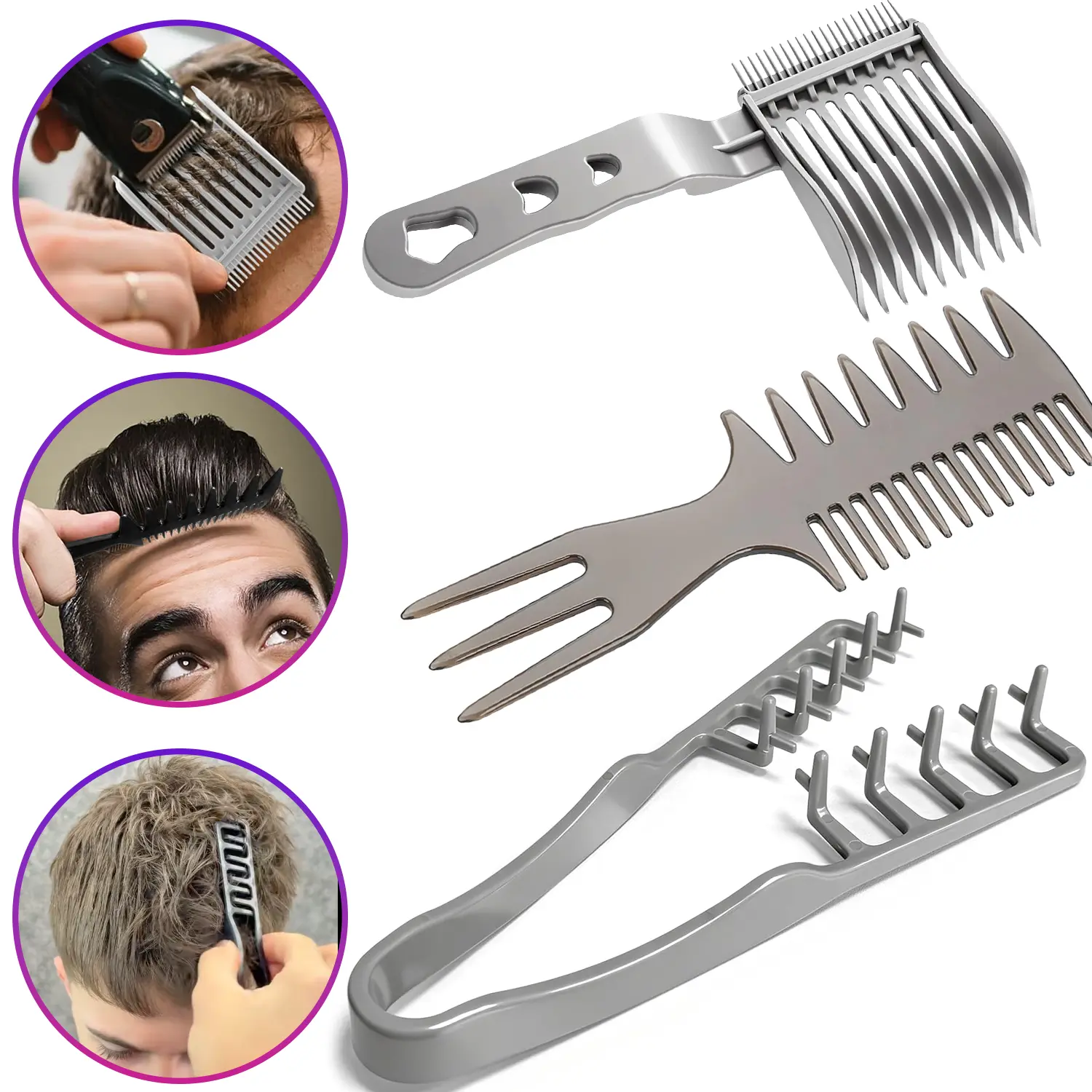 Wide-Tooth Texture Comb and Teaser Brush Set - Haircare Tool that Volumizes for Root Lift, Precise Parts, and Wolf Cut Style, Unisex, Daily, Heatless, Curly Hair, Volume Fader, Finishing, Bouncy Curls, Root Volume, Fuller Look, Combing Tools, Heat-Free, H