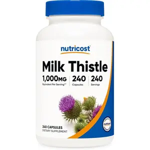 Nutricost Milk Thistle Extract 240 Capsules for 240 Servings Per Bottle - Vegan, GMO Free and Gluten Free