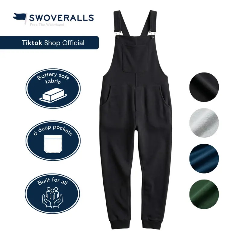 Swoveralls | Cozy One-Piece Loungewear Sweatpants Overalls | Core Colors, Pants, Straps