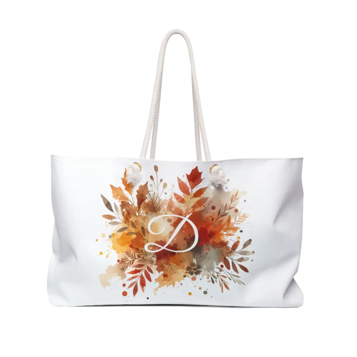 Fall Floral Weekender Bag, Personalized Monogram Travel Tote, Overnight Duffel, Autumn Flower Print Carryall, Custom Name Weekend Luggage