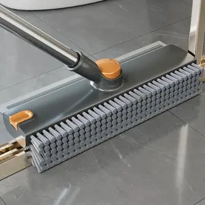 Multi-Purpose Floor Scrubber with Adjustable Handle Stiff Bristles Silicone Scraper for Bathroom Grout Cleaning 360° Rotation & Multi-Angle Flexibility Smooth Wall Brush mop