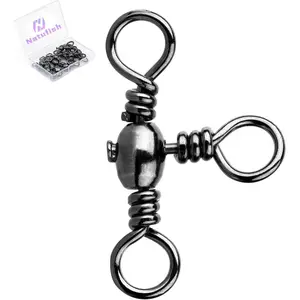 3 Way Swivels Fishing Tackle - 25Pcs/50Pcs Three Way Swivel Black T-Turn Barrel Swivel High Strength Connector for Catfish Rigs
