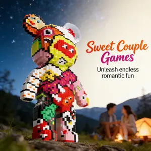 Creative Building Block Toy Set, DIY Bear Model Kit, 47cm/18.5inch Desk Decor, Holiday Gift for Him & Her, Enhance Creativity
