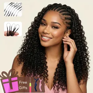 UNice Feather Crochet Hair Black Burmese Curly with Finger Coil Ends Human Hair Extension Invisible Knots Micro Ring Loop Hook & Slay #SpotlightDay#Summervibes