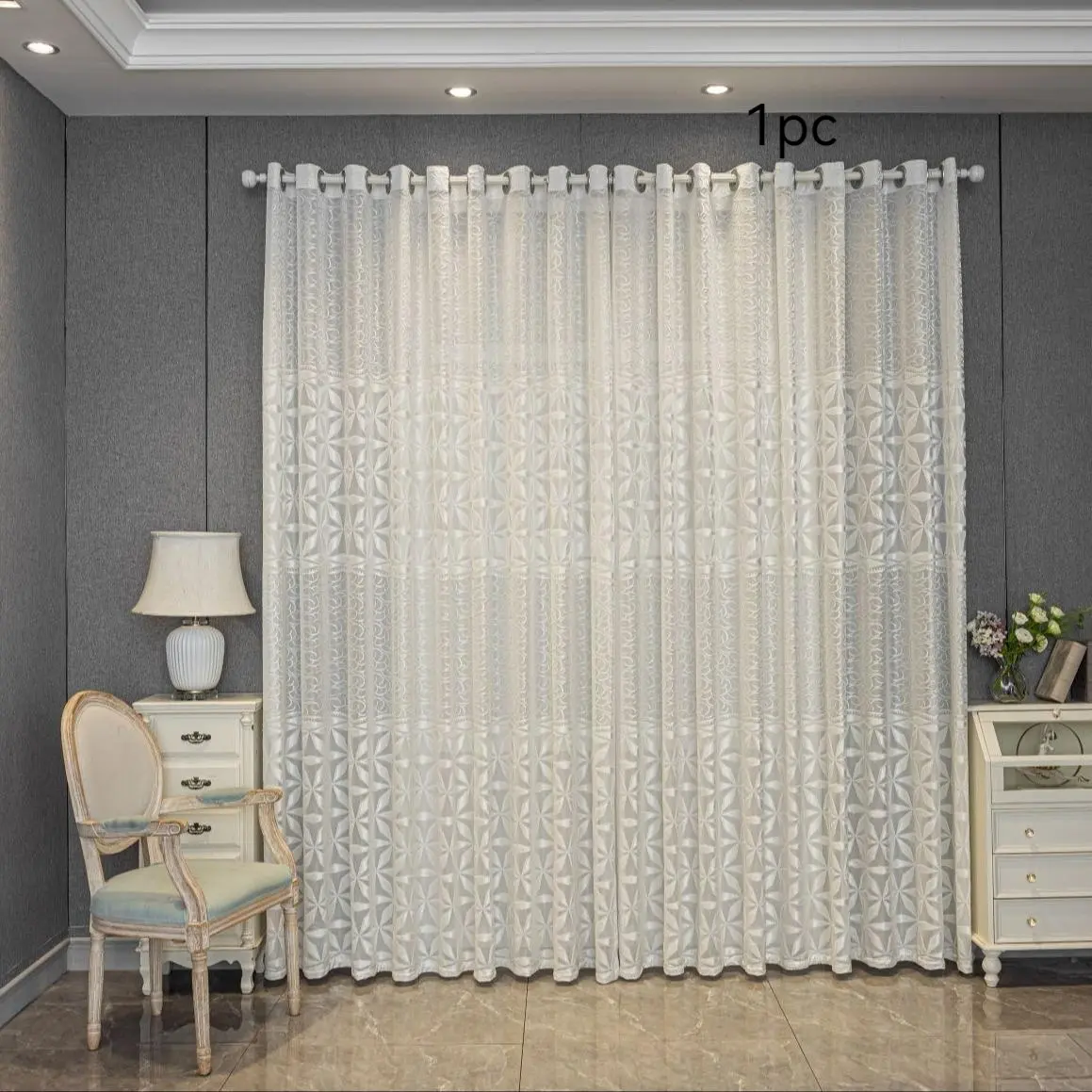 Hollow Out Design Finished Curtain, Modern Simple Luxury Curtain, Privacy Grommet Curtains, Light-transmitting Window Decoration for Balcony, Bedroom, Living Room and Office, Decoration Items