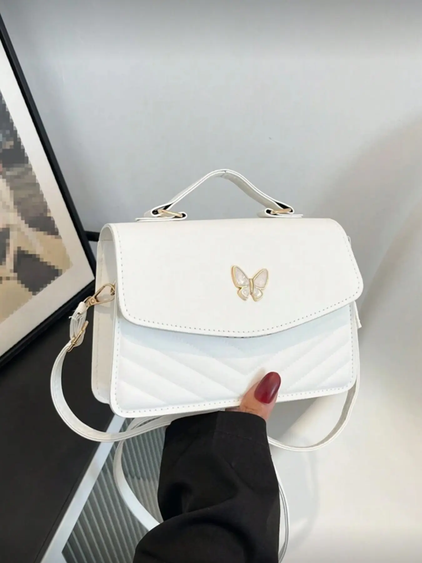 Women's Solid Color Shoulder Bag, Fashionable Butterfly Decor Crossbody Bag for Daily Used, Stylish Versatile Bag, Casual Trendy Versatile High-quality Daily Commuting Bag, Casual Trendy Purse, Fashionable Bags, Fashion Purses