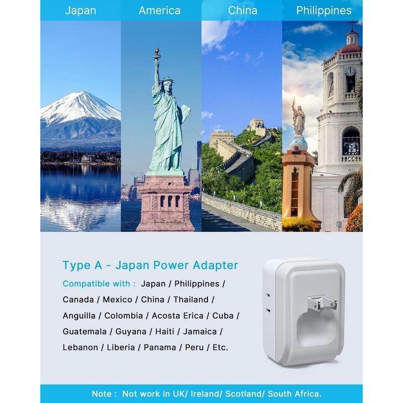 SQ-APT018 1 Pack European Travel Plug Adapter,  Foldable International Power Plug with 2 AC Outlets 3 USB Ports(2 USB C), Type C Travel Essentials Charger for US to Most of Europe EU Italy Spain France