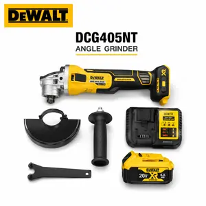 DEWALT DCG405NT 20V Cordless Brushless Angle Grinder Tool Featuring 100/125mm Wheel M10/M14 Spindle 9500RPM For Auto Body Polishing Garage Metal Trimming Equipment Surface Refinishing Supplied With Complete 6.0Ah Battery And Standard Charging Kit