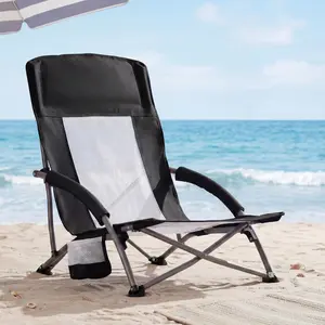 Portable Folding Camping Chair with Storage Pocket & Carrying Bag, 250 LBS Support, Mesh Breathable Back, Backpacking Chair for Hiking Fishing Picnics Beach