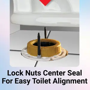 Premium 3.75" Toilet Bolts: Toilet Flange Repair Kit Locks to Toilet Flange (Easy Alignment), Tool-Free Toilet Parts, Easy Cut Bolts (Diamond Saw), & Locking Toilet Bolt Caps. T10-OND-100