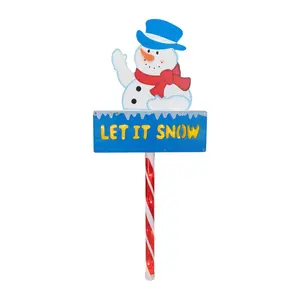 Northlight 28.5" Pre-Lit Snowman Let It Snow Lawn Stake