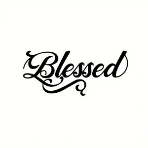 1PC Eye-Catching Faith Elegant Gorgeous-Style "Blessed" Logo Sticker For Faith Merchandise, Backpacks, Notebooks Cursive "Blessed" Decor Fill With Faith Group Peaceful Warm Vibe Easily Grasp Faith Elegant Trend Style