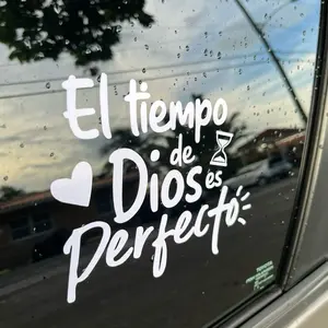 El Tiempo de Dios es Perfecto Christian Car Decal - Inspirational Vinyl Sticker for Cars & More - Weather-Resistant & Durable - 6x6 Inches - White Color Pink Gold y Holographic