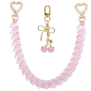 Acrylic Purse Chain Handbag Strap - Heart Bag Charm Keychain Accessories, 12.4 Inch Extender Chains Replacement