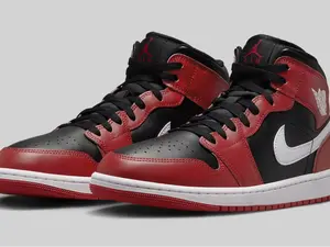 Nike Air Jordan 1 Mid Black Red White DQ8426-061 Men's Shoes NEW Athletic Sneakers