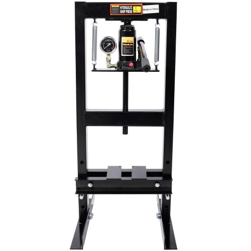 6Ton Bottle Jack Shop Press with Gauge, Bend, Straighten, or Press Parts, Install Bearings, U-Joints, Bushings, Ball Joints, and Pulleys,Black