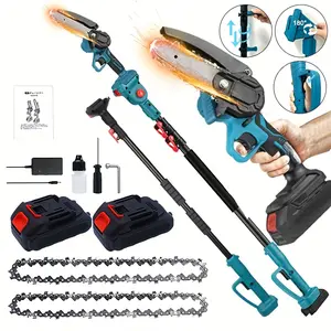 Mini Cordless Chainsaw/Long Handle Chain Saw, Handheld Electric Chainsaw with Battery, Two Speeds - Automatic Chain Tensioning and Automatic Oiler, Suitable for Branches, Yard, Home, Garden, Ideal Gift for Men, Husband, Father, and Pruning Use