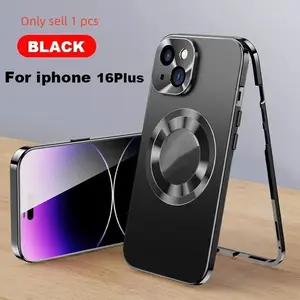 Magnetic Privacy Case for iPhone 16/15/14/13/12 Pro Max Plus Series, Anti-Spy Screen, Full Metal Bumper, 2-In-1 Magnetic Phone Cover Protector