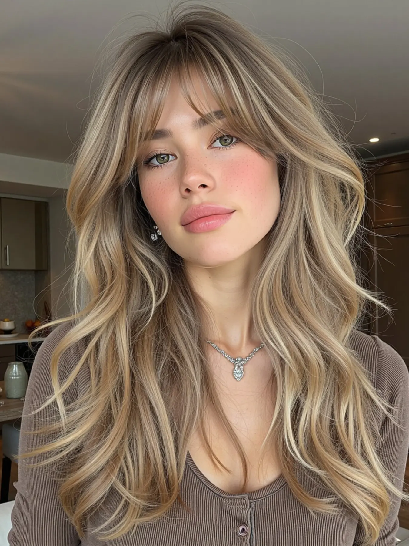 Light Long Curly Wig with Bangs, Synthetic Fiber Hairpiece for Women, Synthetic Soft Wigs, 22 Inch Daily Use, Halloween & Thanksgiving Festivals, Synthetic Wigs