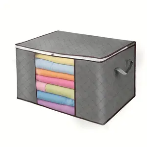 🇺🇸 USA Local Fast Shipping Large Foldable Storage Bin for Clothes, with Lid and Clear Window, Sturdy Handles, Dustproof and Pest‑Resistant, Ideal for Blankets, Comforters, King‑Size Bedding