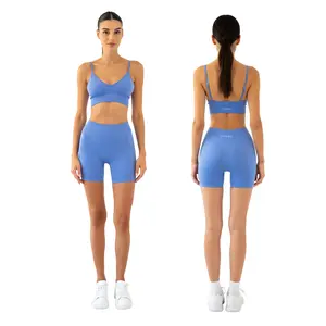 LUVAÉ Women’s Seamless Biker Shorts – Yoga Gym Activewear, High-Waist, Red, Yellow, Blue (XS-S-M-L)
