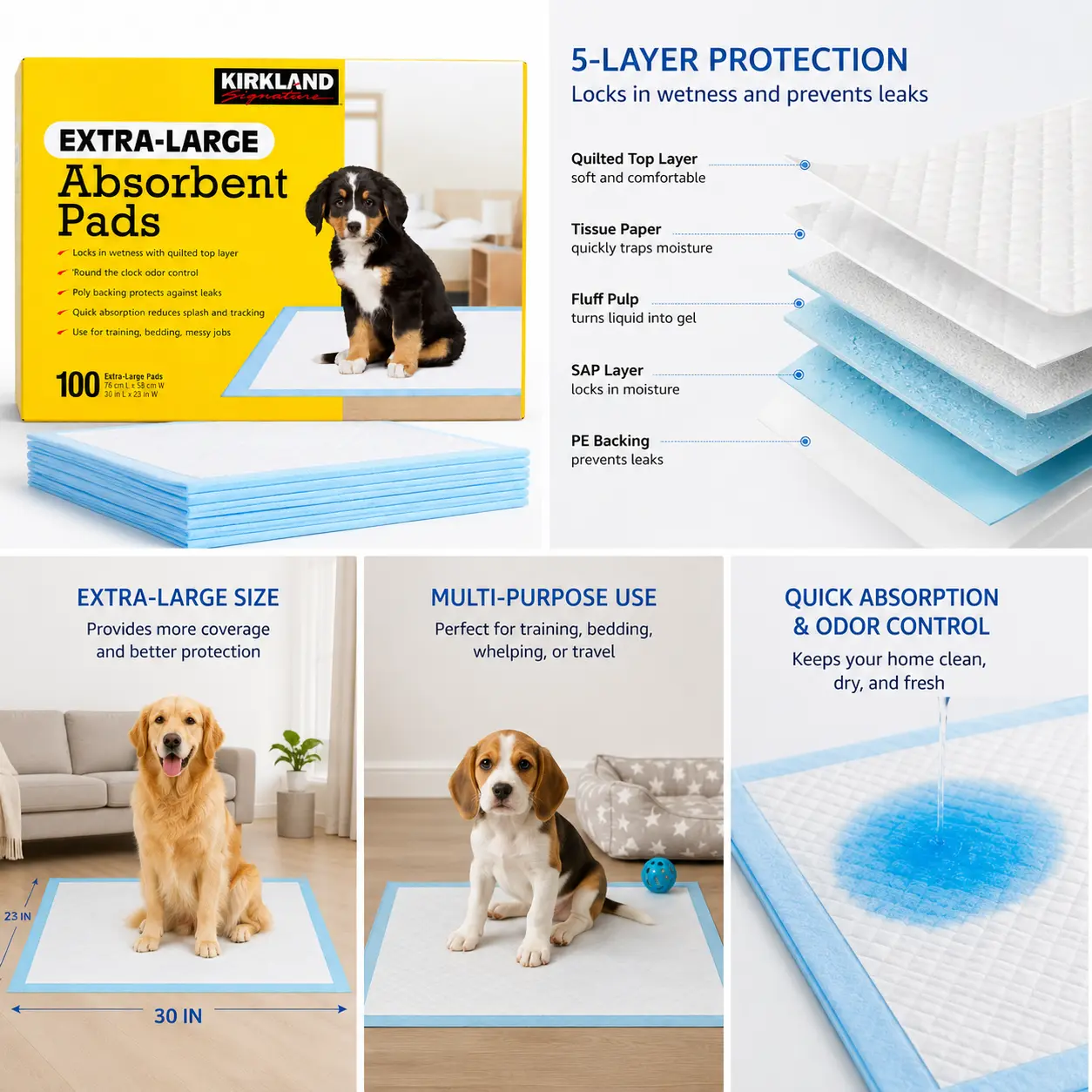 Kirkland signature extra large Absorbant Dog training pads,100 count