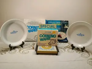 Corning Ware Blue Cornflower 6 Cup Teapot w/ Warming Tray And Pie Plates & Boxes