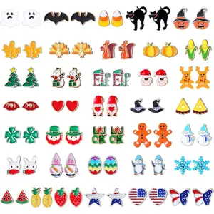 36 Pairs Holiday Earrings Variety Pack Halloween Christmas Fall Thanksgiving Gifts for Women Teacher Party Favors