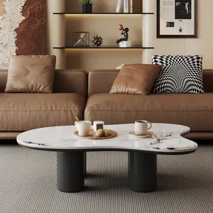 Single Cloud Shape Foue Legs Black and White Coffee Table Furniture Living Room