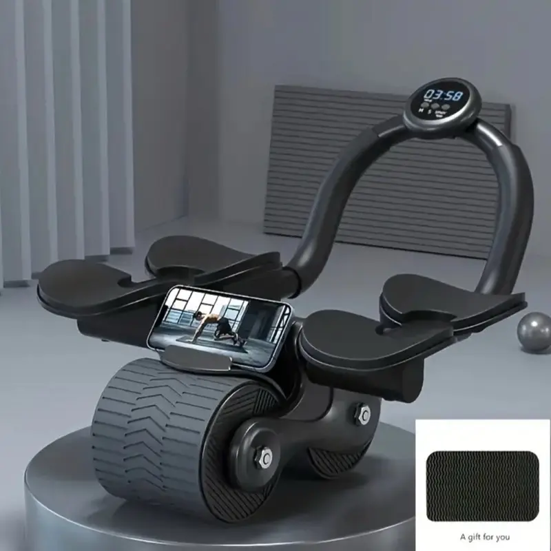 Ab Roller Wheel, New Ab Roller Wheel Automatic Rebound with 4 Elbow Supports. Automatic Rebound Abdominal Wheel with Timer, Abdominal Exercise Roller, Plank Ab Roller Wheel for Core Trainer