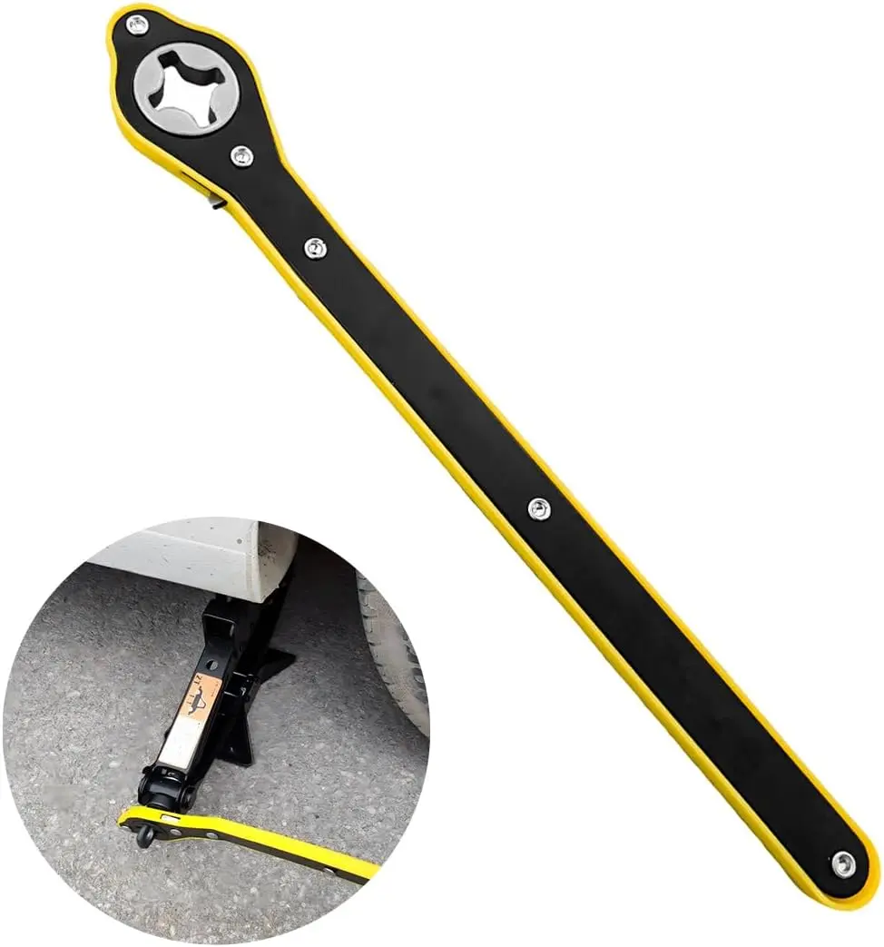 Jack Ratchet Wrench, Forward and Reverse Easily Switch Ratchet Wrench for Scissor Jack, 360° Swivel Labor Saving Jack Lift Speed Tool for Cars SUV, Universal Car Accessories (Wrench)