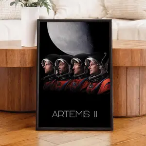 Artemis II Astronaut Moon Poster , NASA Inspired Space Crew Wall Art Print