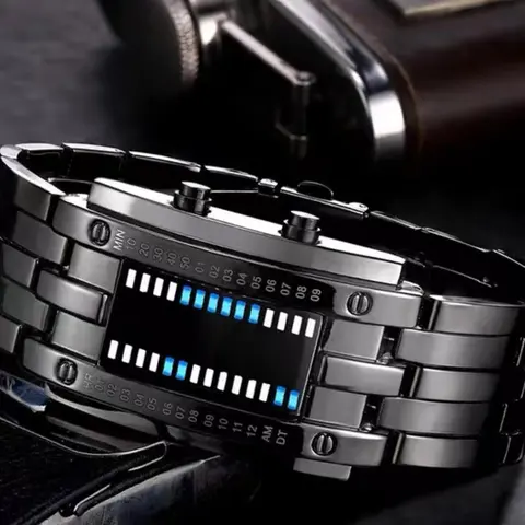 Men's Fashion Waterproof Binary Luminous Digital Watch, Fashion Waterproof Dial, Digital Watch with LED Display, Watch for Birthday Gift without Box, Luminous Fashionable Watch, Quartz Watches, Fashionable Waterproof Wristwatch