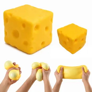 Squishy Cheese Block - Sunny Yellow, pliable - fidget toys/sensory toys with Squeeze Action, Great for Pastime and Relaxation Stress Relief