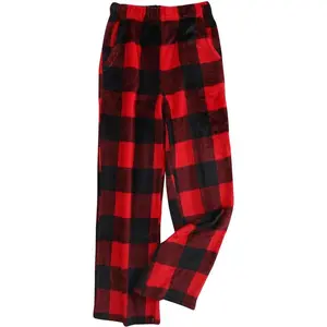 Plaid Fleece Pajama Pants Women Baggy Comfy Fluffy Fuzzy Pj Pants Lightweight Elastic Waist Pajama Bottom with Pocket Can be used with raincoat