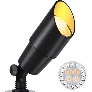 12V Low  Landscape Lighting, Adjustable LED Outdoor Spotlights for House, IP65  Matte Black  Garden Lighting for Trees, Yard, Patio (5W 2700K Warm White Bulb Included)