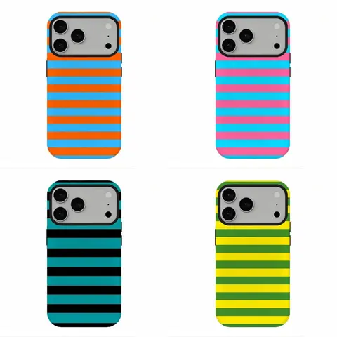 Phone Case Dopamine Striped Dual-Layer Shockproof Protective Cover for iPhone 17 16 15 14 13 12 11 & Samsung S26 S25 S24 S23 S22 S21, Slim PC+TPU 360° All-Around Protection, Precise Cutouts, Anti-Scratch & Anti-Slip, Perfect Gift