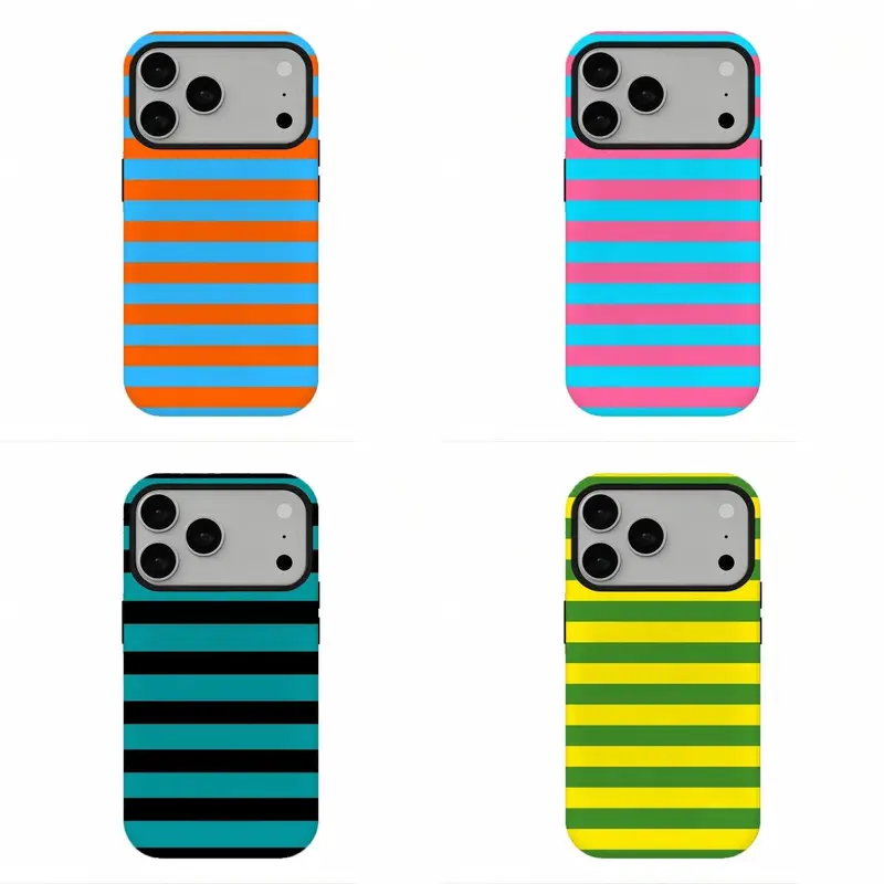 Phone Case Dopamine Striped Dual-Layer Shockproof Protective Cover for iPhone 17 16 15 14 13 12 11 & Samsung S26 S25 S24 S23 S22 S21, Slim PC+TPU 360° All-Around Protection, Precise Cutouts, Anti-Scratch & Anti-Slip, Perfect Gift