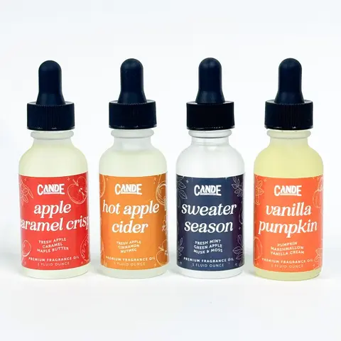C&E Craft Co. Fragrance Oil Set 4-Pack - 1 oz Scented Oils for Diffusers, Car Freshener Refills & Dryer Balls - Fall, Christmas, Bakery & Designer Scents