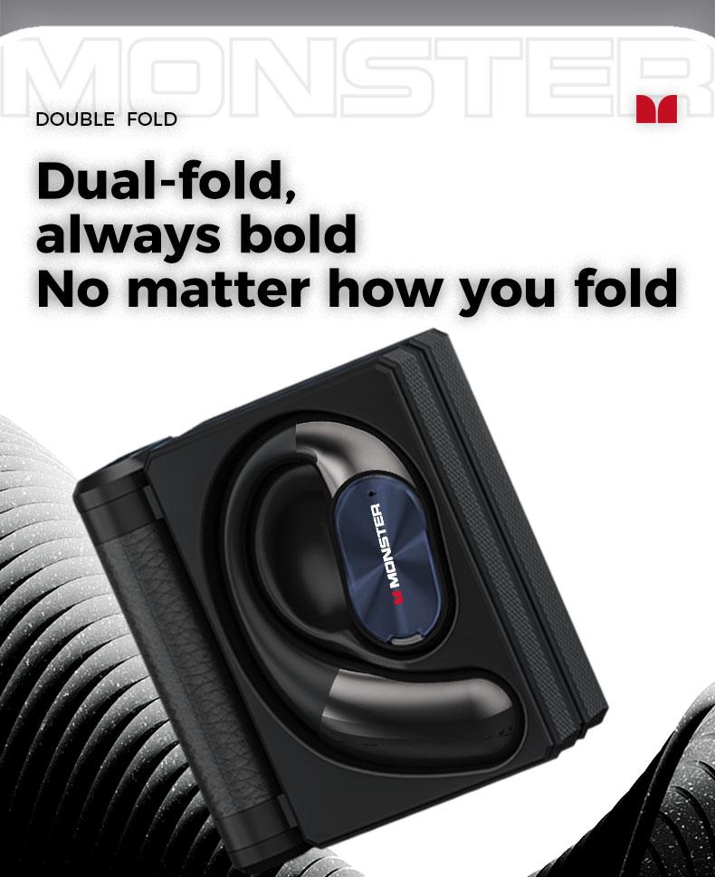 Monster Ear Buds - Headphones Bluetooth with Dual-Fold Design, Noise Isolation - 145H Playtime Wireless Earbuds Bluetooth 6.0, IPX5 Waterproof & Sweatproof Wireless Headphones, Headset Ideal Traveling Gadgets & Electronic Gifts for Men and Women