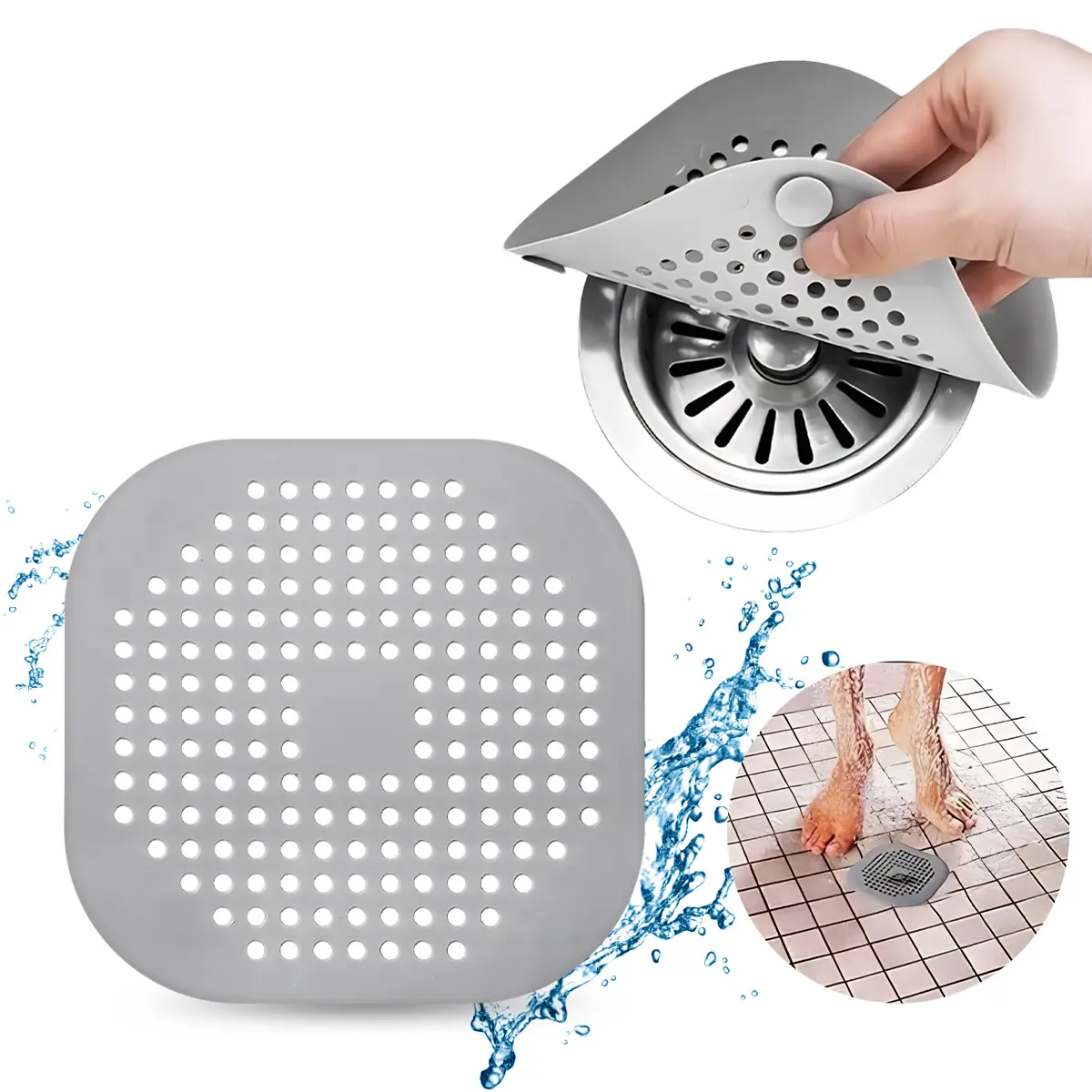 Shower Hair Catcher, 1 Piece Portable Drain Hair Stopper and Protector, Rubber Cover Hair Filter Bathroom Accessory for Bathroom and Kitchen #GLOBAL PICKS