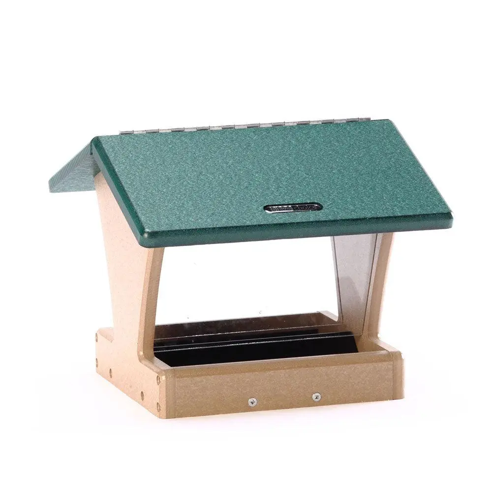 Birds Choice 4 Qt. 2-Sided Hopper-Taupe and Green Recycled Plastic