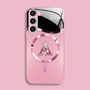 Suitable for [Galaxy S23+] high-end MagSafe phone case🥰, Luxury Personal Initial Magnetic Case Viral Bling Diamond Letter Cover #SummerVibes 952