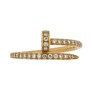 Pre-owned Cartier Juste un Clou Paved Ring 18K Yellow Gold with Diamonds Small by Rebag