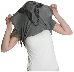 Womens Ask Me About My Cow Funny Farm Animal Dairy Flip Up T shirt Funny Womens T Shirts Cute Vintage Fashion Casual Ladies T-Shirt Gift Animal Tops for Women Funny Flip Top Women's Novelty Tees Dark Grey