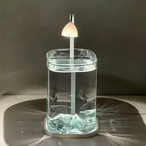 360° Clear Desktop Fish Tank with LED Light & Decor – Perfect for Home, Office & Classroom (For Fish, Turtles & Plants)