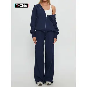 Women’s Fall/Winter Long-Sleeve Zip-Up Hoodie & Pants 2-Piece Set, Sweatpants Outfit, Women’s Tracksuit, Casual Sportswear